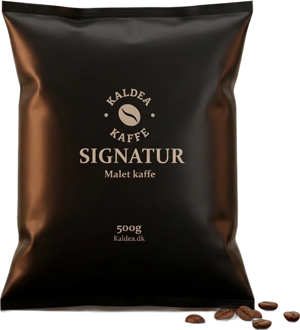 Sort pose med Kaldea Signatur, malet kaffe, 500 g