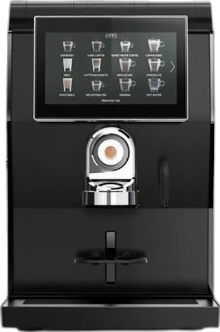 Rhea rhTT1.v+ kaffeautomat til hele bønner med touchskærm, set forfra